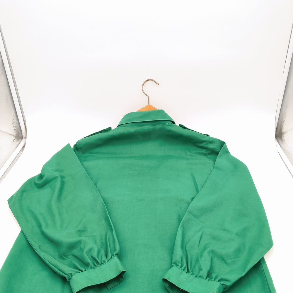 Vintage 80s Impromptu Emerald Green Safari Capelet Blouse - Picture 7 of 7